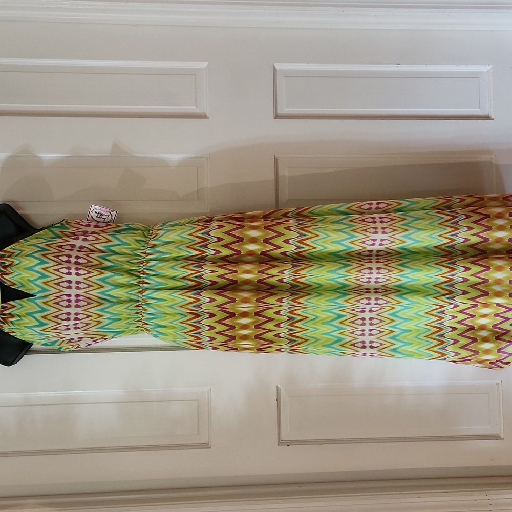 Colorful Indigo Chevron Halter Dress - Womens Size: Small - Brand: Tacera